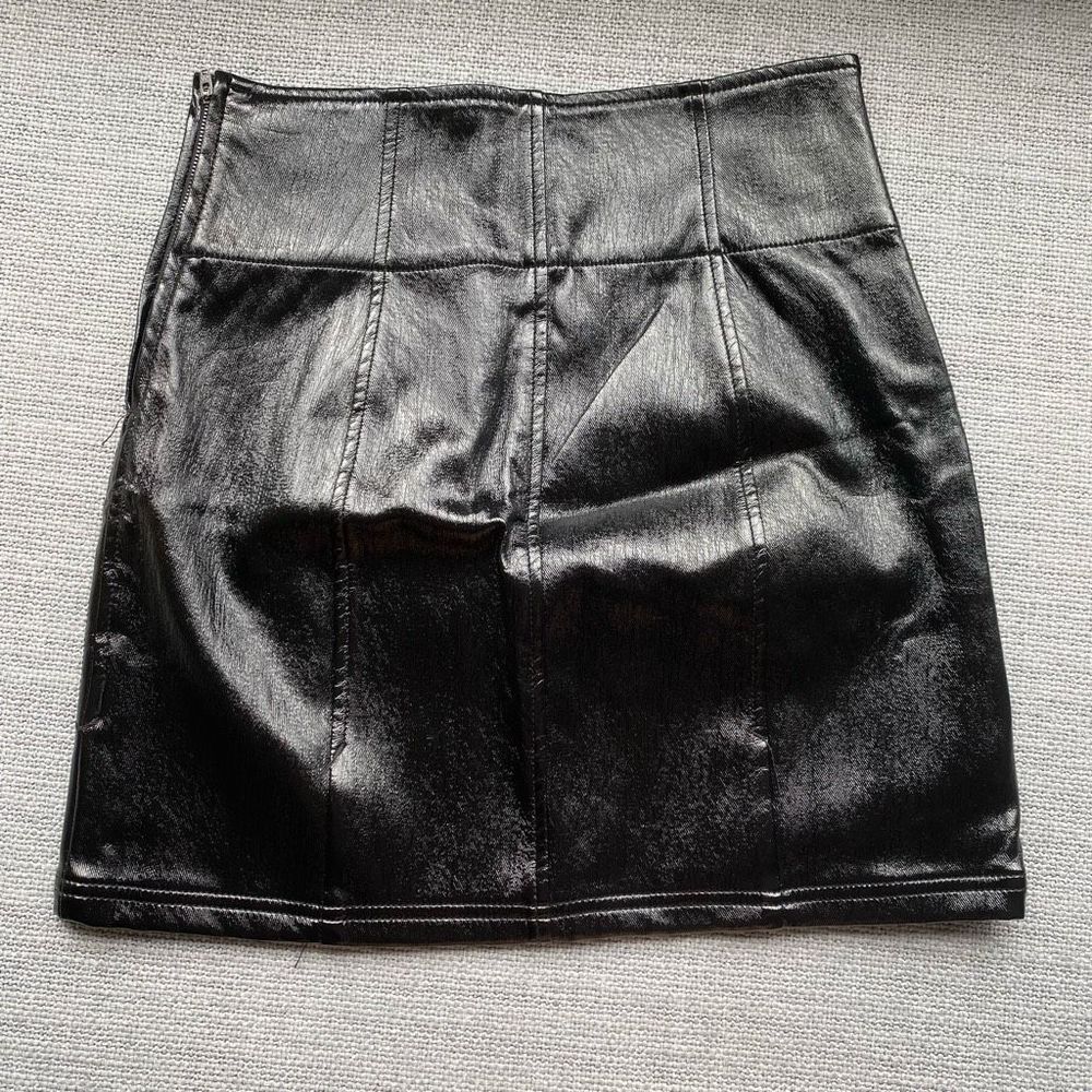 Free People Black Faux Leather Mini Skirt